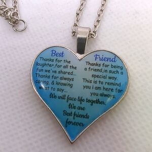 Best Friends Forever Necklace Heart-Shaped Pendant On Oval Link Chain Theme Gift